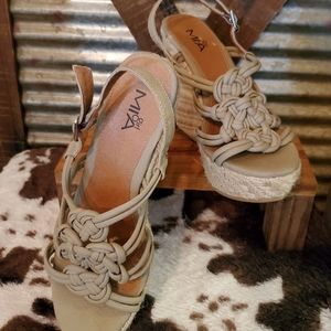 MIA tan strappy Wedges